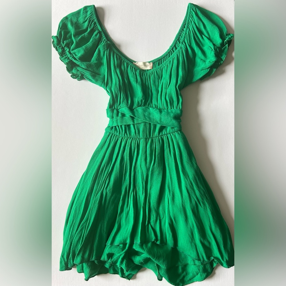 Altar’d State Green Haisley Layered Crossover Romper